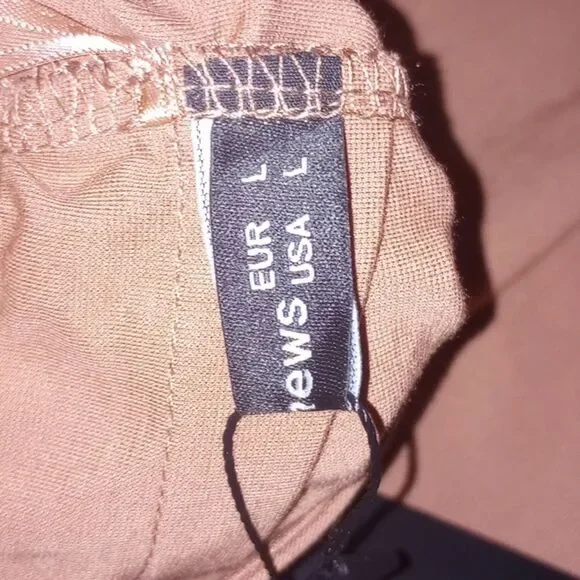 Sarin Mathews Tan One Shoulder Ruched Bodycon Midi Dress Size Large NWT - Picture 6 of 6